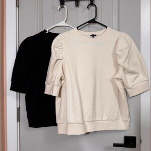 Express Cream and Black Puff Sleeve Sweatshirts